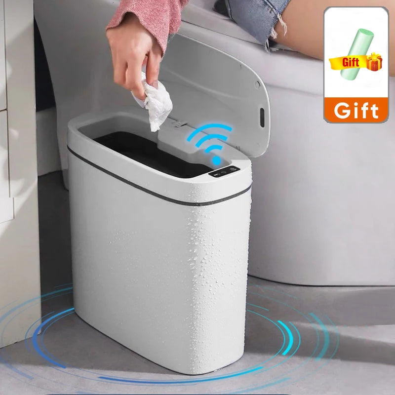 14L Smart Trash Can USB Charging Automatic Waste Bins Bathroom Toilet Waterproof Narrow Seam Touch Dustbin Kitchen Wastebasket